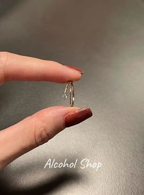 Alcohol Shop自制金银色锆石精致小众极简流星极细开口尾戒食指戒