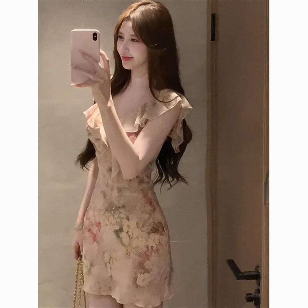 微胖mm法式纯欲碎花小飞