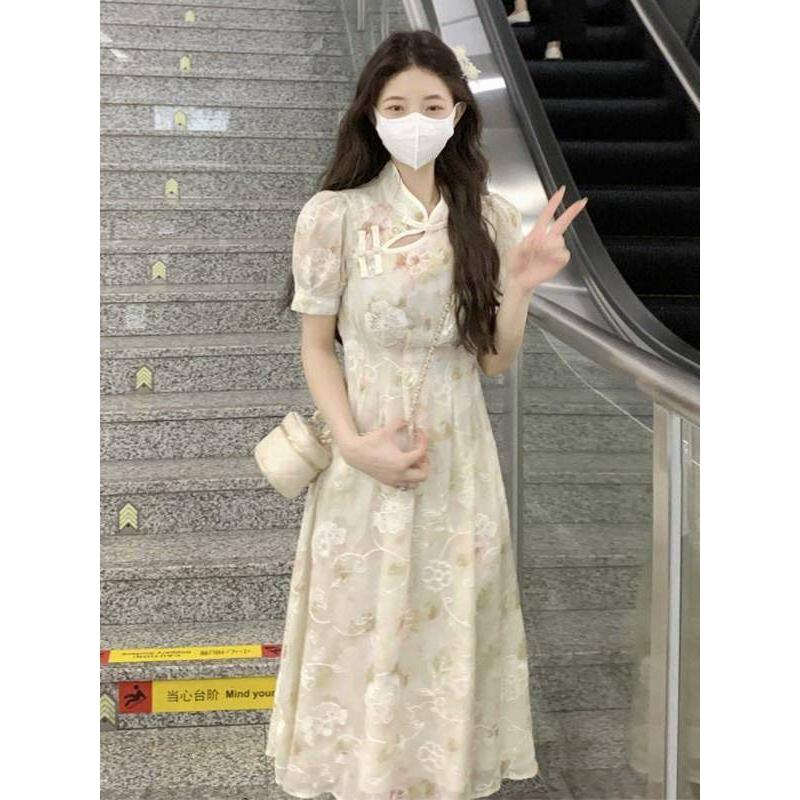 小众中式旗袍高级a字显瘦