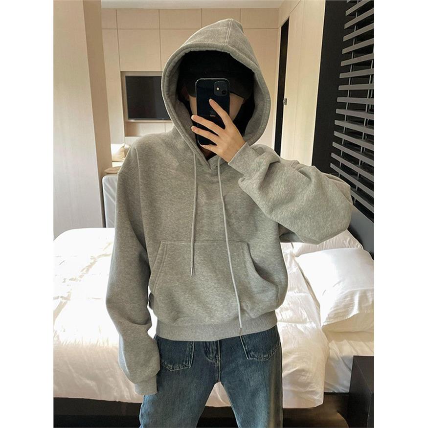 灰色卫衣女小个子短款连