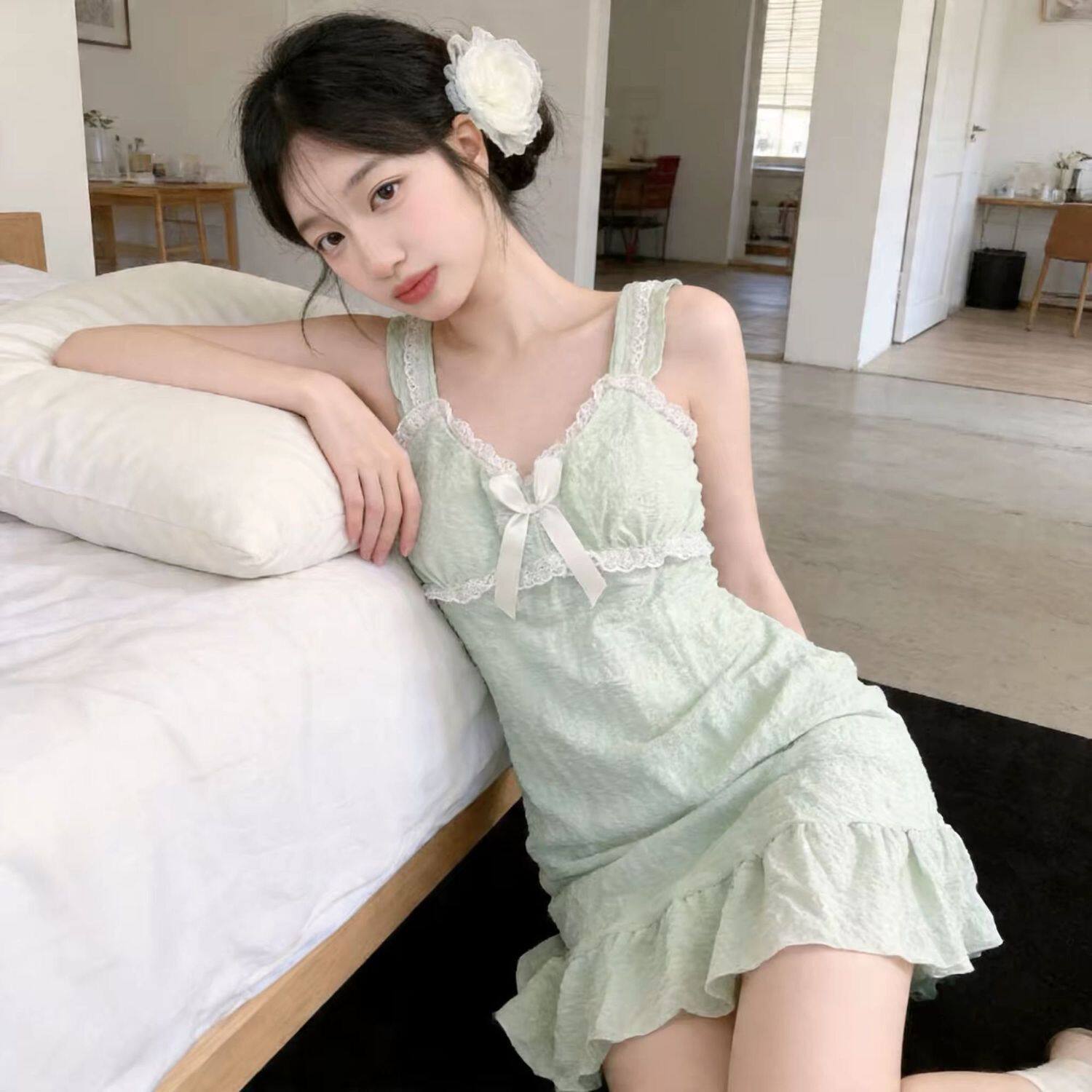 甜美公主风睡裙女夏季蕾