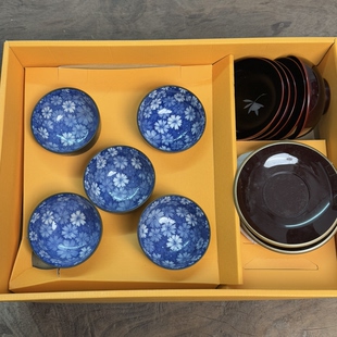 日本回流茶盘杯碟碗套装 大漆16件套