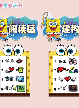 贴纸定制海绵宝宝区域牌规则环创
