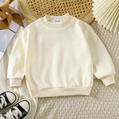 薄绒卫衣 秋冬新款男女童加绒保暖上衣 毛圈加绒加厚打底衣