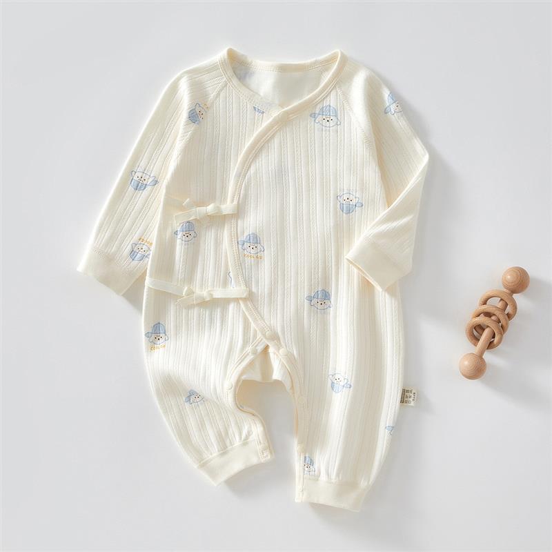 0一3月婴儿衣服52春秋二月龄初生宝宝纯全棉a类贴身开档分体套装