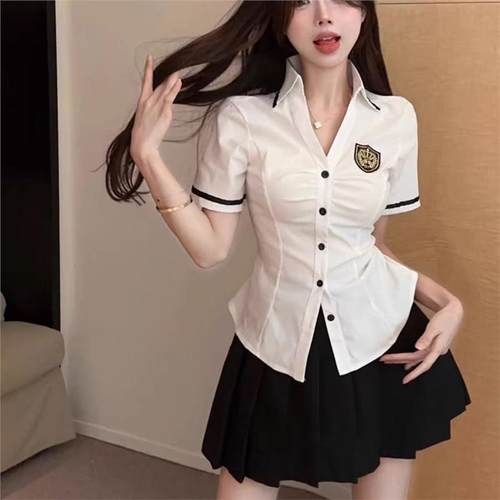 酒店足浴会所工装jk制服衬衣+包臀短裙套装桑拿洗浴技师工作服女