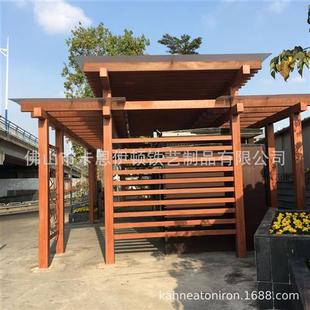 户外异形仿木纹长廊不锈钢凉亭铝合金廊架阳光房格栅厂家加工安装