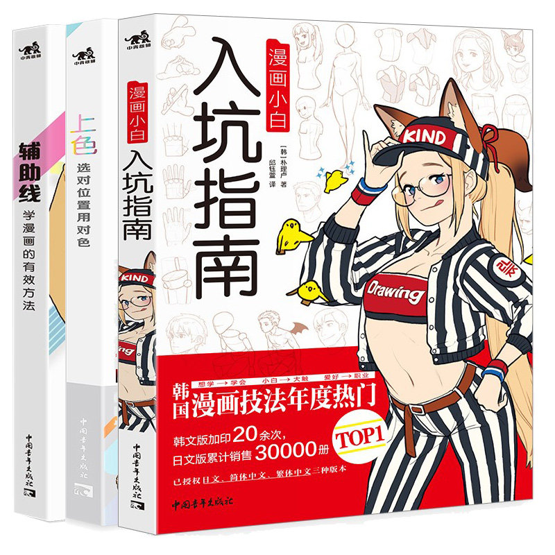 选对位置用对色+辅助线：学漫画的有效方法+漫画小白入坑指南动 3本 青年出版社