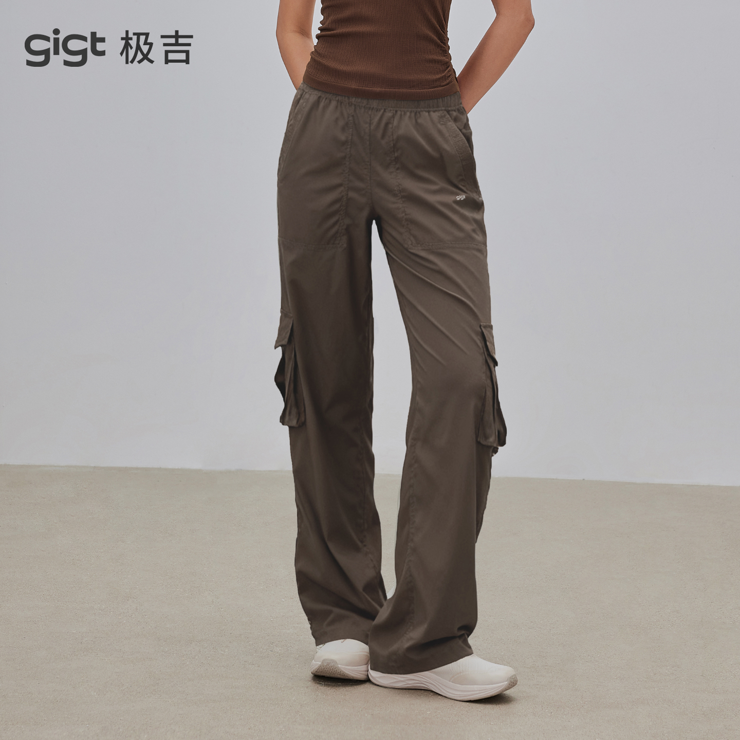 gigt极吉宽松运动长裤女秋冬新款普拉提瑜伽健身裤显瘦直筒工装裤