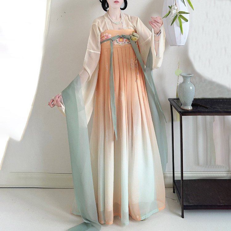 千羽记原创汉服【倾心】女齐胸前后片肩带襦裙印花日常春夏套装,女装/女士精品,汉服半身裙,淘宝优惠券,粉丝福利购,淘宝优惠卷