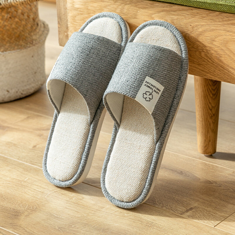 亚麻拖鞋男四季室内家居家用静音吸汗耐磨防滑春秋棉麻布拖鞋男士