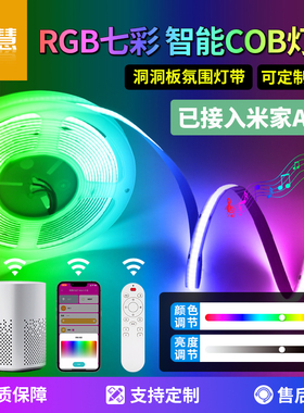 洞洞板rgb灯带12V已接入米家智能cob七彩电竞房装饰变色氛围灯条