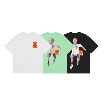 travisScott潮流印花T恤男女短袖宽松街头嘻哈字母图案情侣装夏季