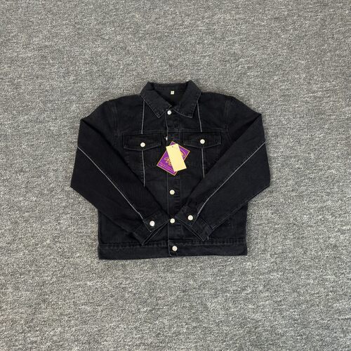 Corteiz恶魔岛暗黑风翻领牛仔夹克男女宽松刺绣纽扣休闲外套潮牌