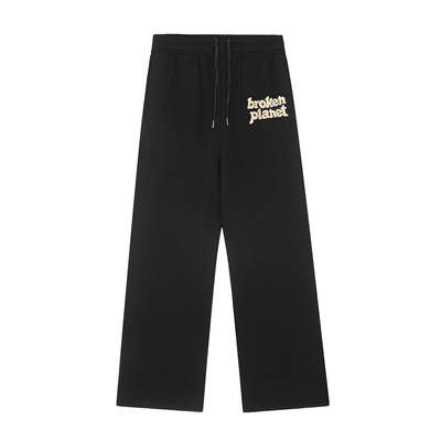 Brokenplanet休闲风字母印花直筒加绒长裤男女款宽松抽绳潮牌卫裤
