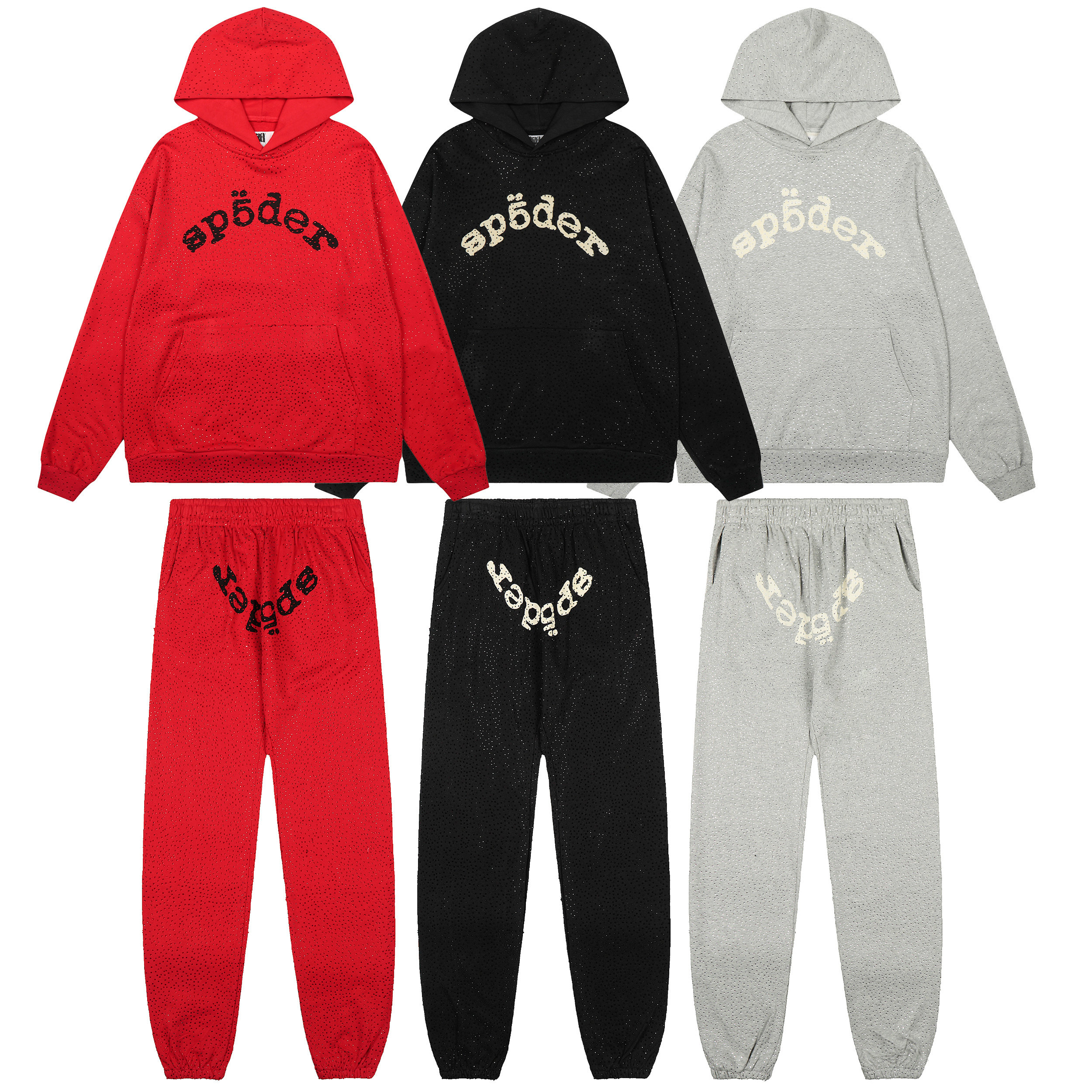 美式sp5der555满钻连帽卫衣束脚裤套装男女情侣装ins高街潮牌加绒,男装,休闲运动套装,淘宝优惠券,粉丝福利购,淘宝优惠卷