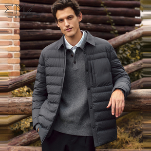 保暖商务休闲短款 EMZ鄂尔多斯 男士 新款 排骨羽绒服外套 白鹅绒