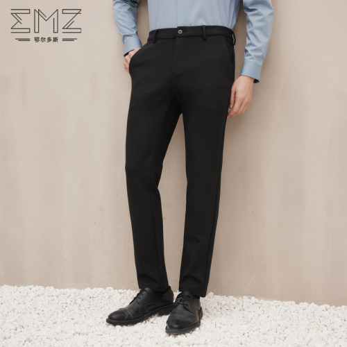 【叶祖新同款】emz鄂尔多斯秋冬保暖宽松裤子商务休闲直筒长裤男
