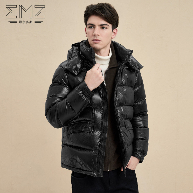 【白鹅绒】emz鄂尔多斯冬季男士加厚保暖带帽休闲羽绒服外套上衣