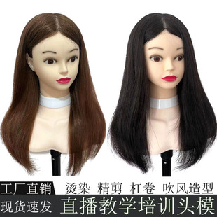 真发头模理发店学徒练习剪发公仔头假人头可烫染剪吹风造型模特头