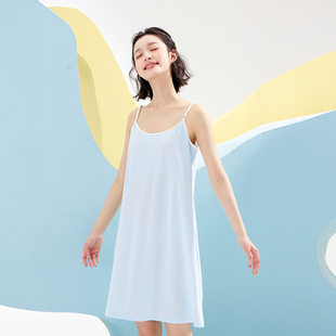 内茵带胸垫吊带睡裙2024新款夏季薄款冰丝凉感中长款睡衣家居服女