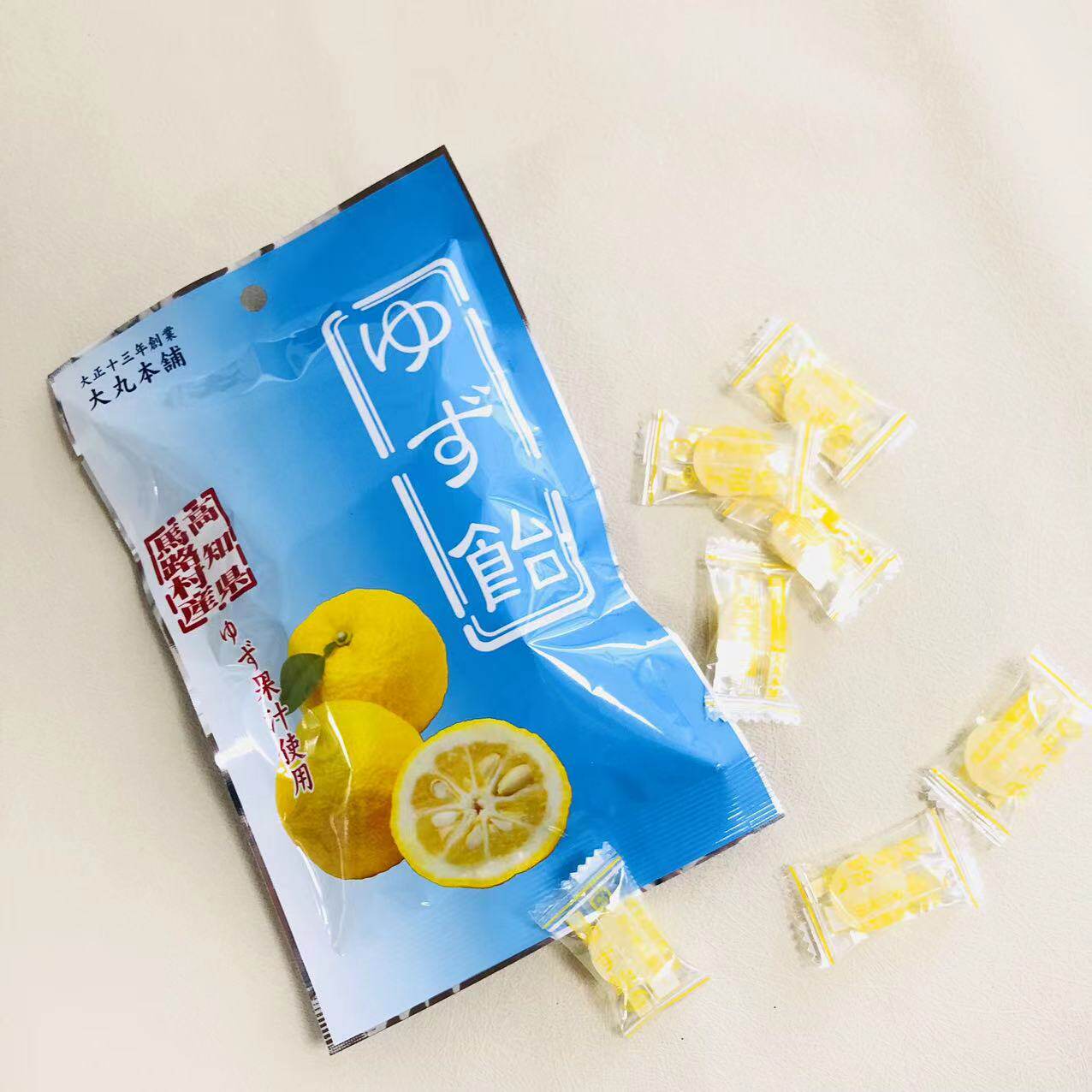 日本进口幸荣堂果汁糖果大丸本铺柚子味果汁硬糖休闲零食酸甜解馋