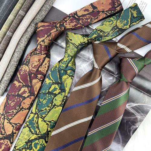 复古条纹领带手打几物vintage