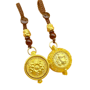 黄铜创意聚宝盆汽车钥匙扣挂件时来运转小葫芦朱砂钥匙链招财礼物