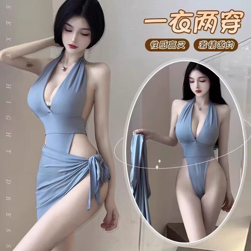 欧美风性感度假时尚套装修身v领收腰露背显胸连体衣辣妹包臀短裙