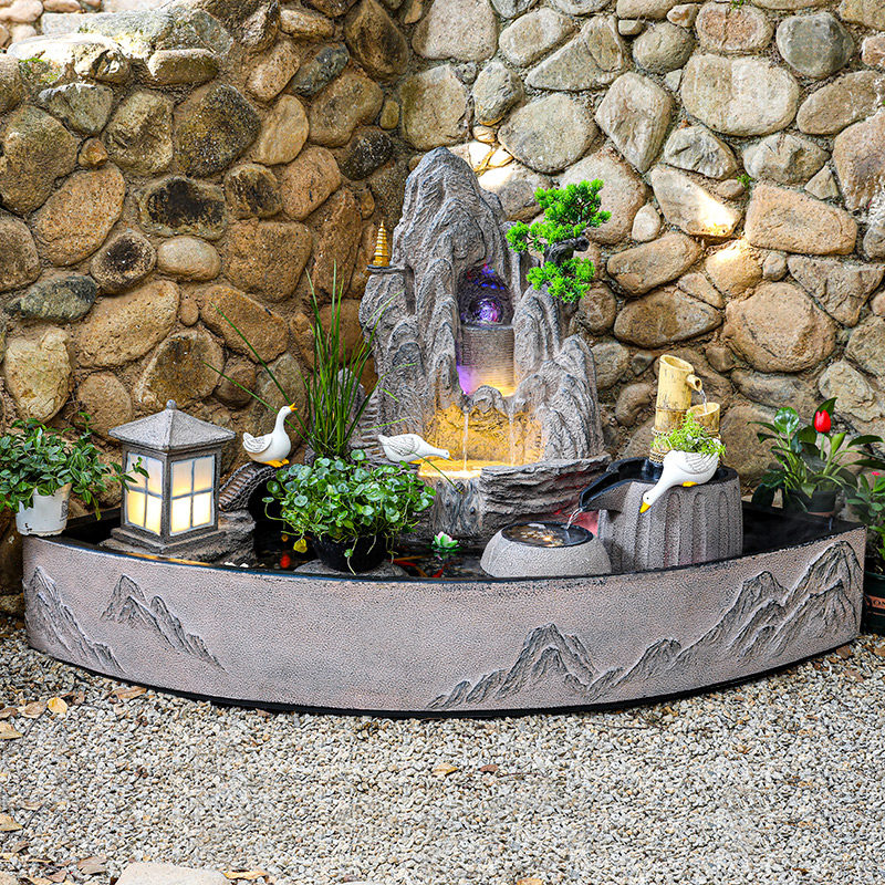 落地假山流水喷泉摆件庭院阳台鱼池山水造景室外水系景观循环水