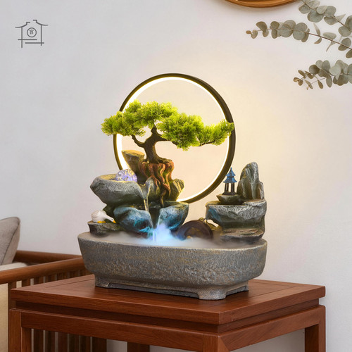 新中式招财循环水景观装饰摆件