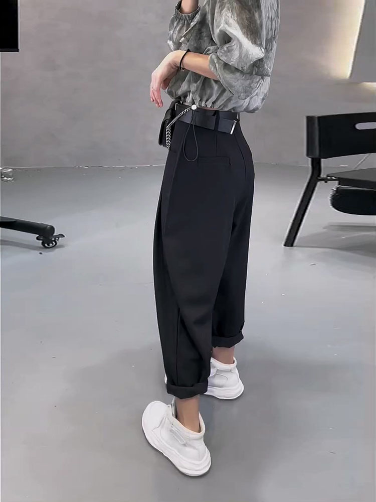 赫本风高级感韩系上衣轻熟时尚炸街减龄黑色防晒两件套装裤女夏季