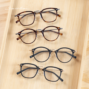 日本GMS805 806陈奕迅手工眼镜框中金超轻纯钛板材高级复古男女款