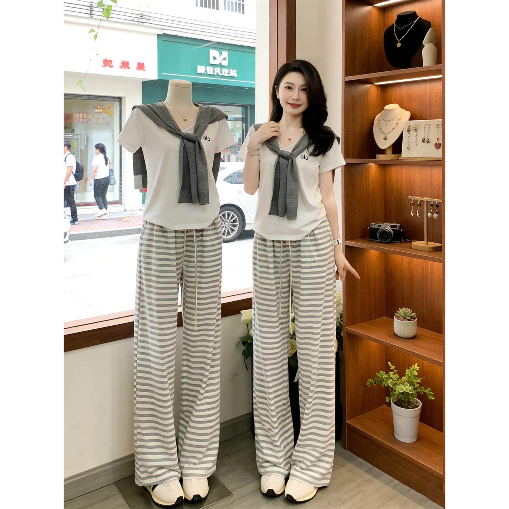 2026时尚韩版休闲运动短袖唱K套装女夏洋气减龄薄款高级感两件套