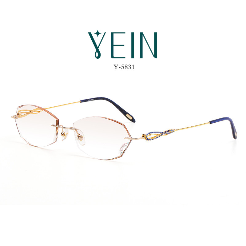 魅影YEIN官方旗舰店云克Y5831钻石切边近视镜超轻钛架专柜正品女