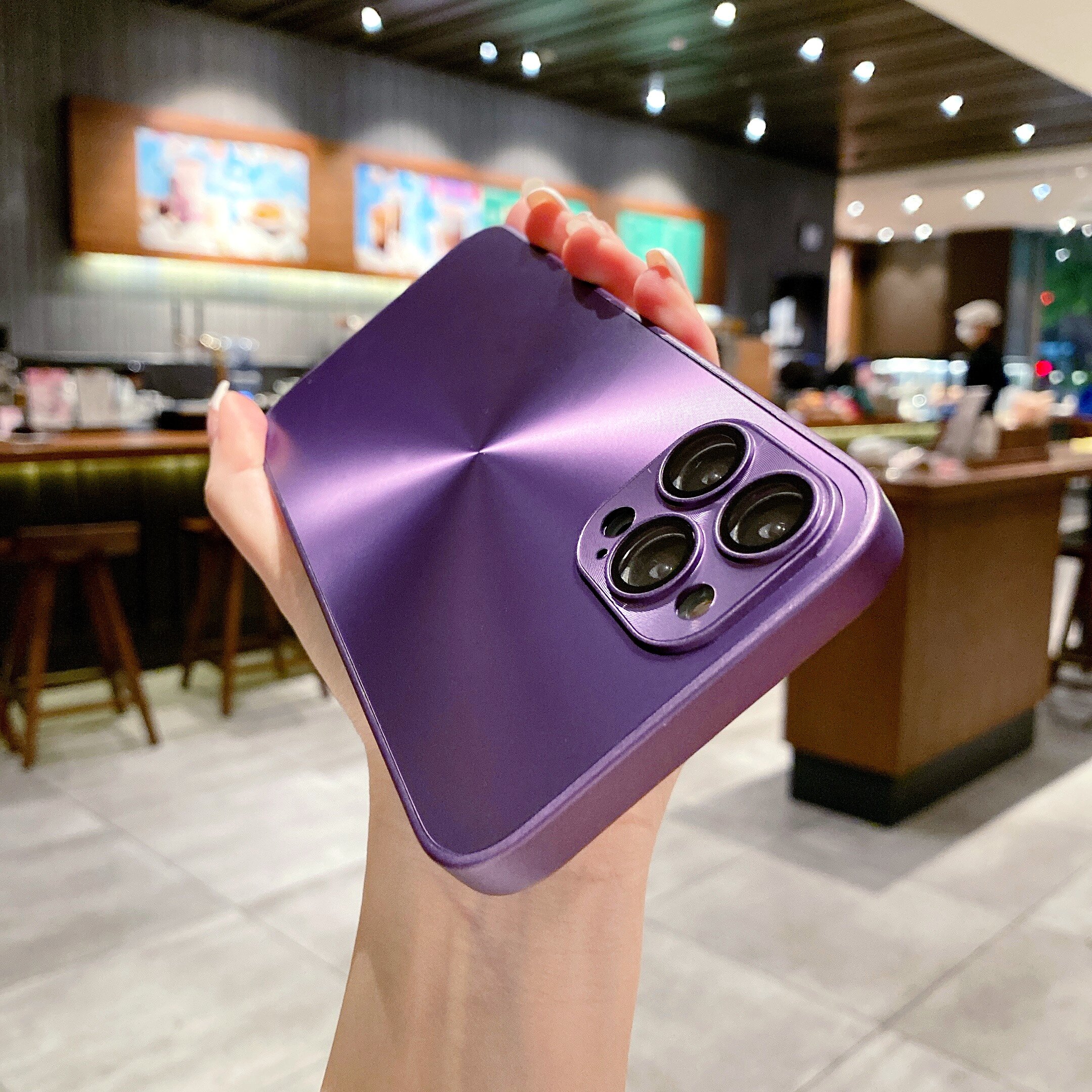 极光镭射CD纹适用苹果14promax手机壳15轻奢iphone13自带镜头膜11全包防摔12高级感暗紫色plus简约男女情侣保
