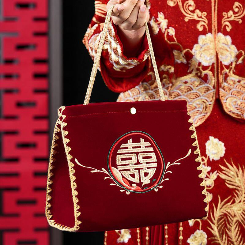 婚礼伴手礼手提袋结婚伴娘专用高级手提包红包糖盒礼品袋小众包包