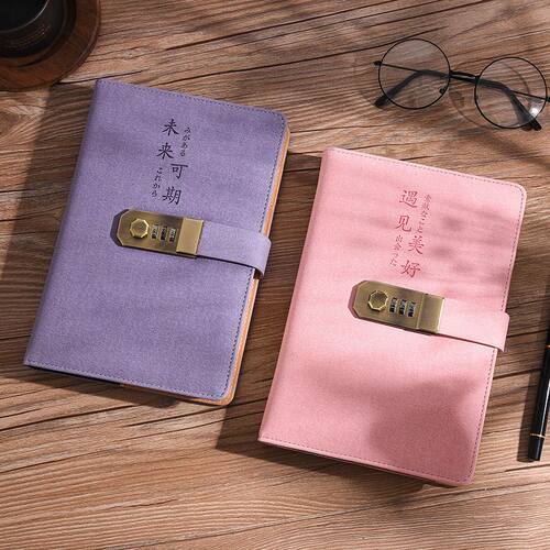 A5复古密码本带锁密码笔记本学生日记本高中生记事本高颜值手账本