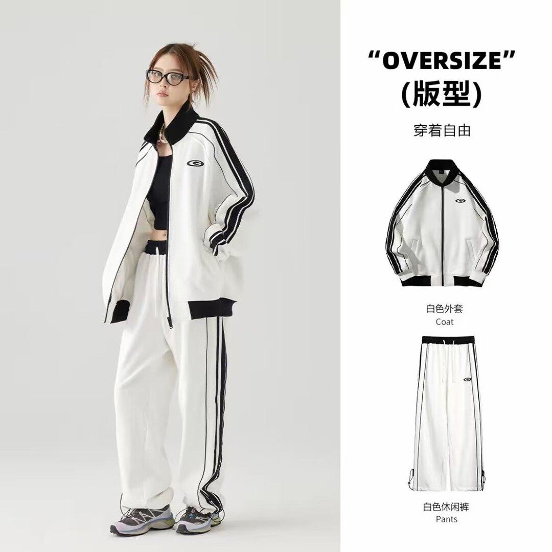 明星同款套装】春秋季学院风男女休闲开衫情侣款立领运动卫衣外套