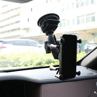 QIG防抖拓展越野车载X型手机支架25mm球头管夹式前挡吸盘式 X手机