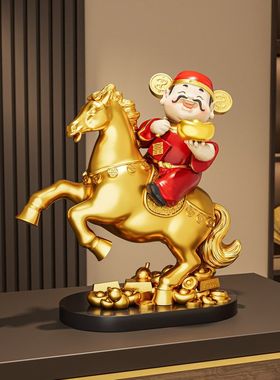马上有钱财神爷摆件办公室玄关客厅酒柜收银台装饰品乔迁开业礼物