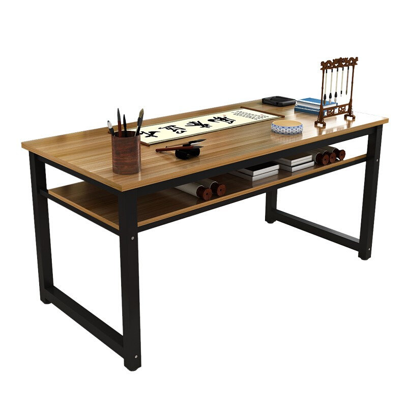 简易书桌毛笔桌绘画培训桌写字书画桌书法练字台家用电脑桌双层桌