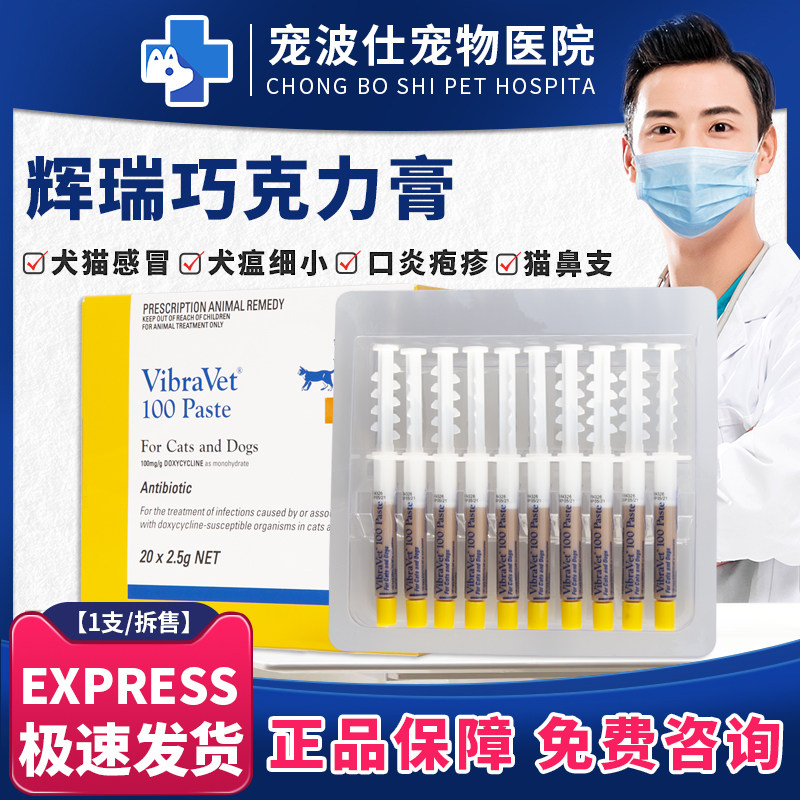 辉瑞巧克力膏猫鼻支狗狗感冒咳嗽流鼻涕打喷嚏消炎药猫咪口炎单支