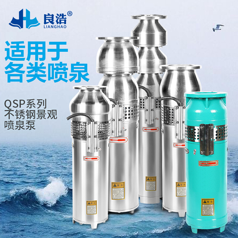 304不锈钢潜水QSP喷泉泵鱼池景观池高压高扬程耐腐蚀循环喷泉水泵