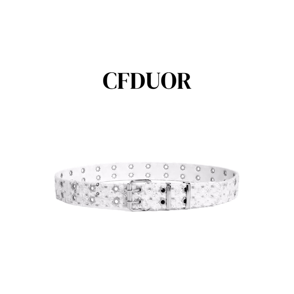 CFDUOR原创铆钉牛仔布腰带设计感小众配饰y2k朋克风皮带男女款潮