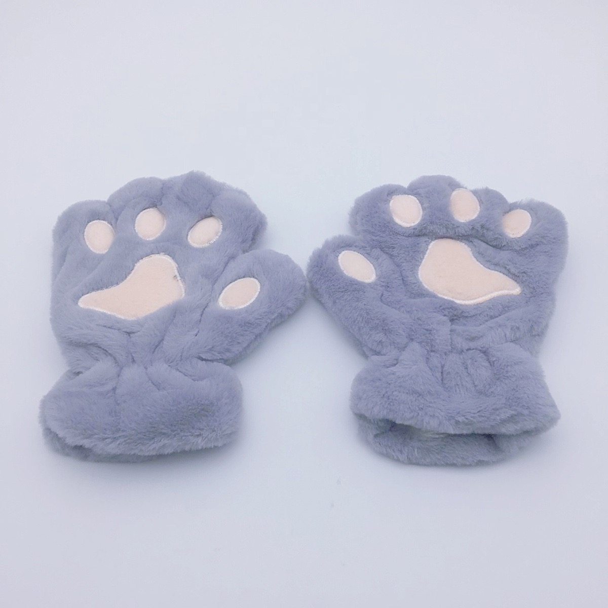 可爱ins猫爪手套女冬季韩版骑车学生防寒加厚加绒保暖露半指手套