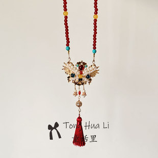 新年醒狮龙年儿童原创设计项圈中国风传统舞狮子流苏璎珞手工项链