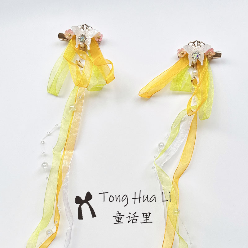 汉服超仙蝴蝶结长飘带对夹图片