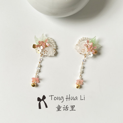 儿童发饰桂花兔发夹流苏铃铛对夹