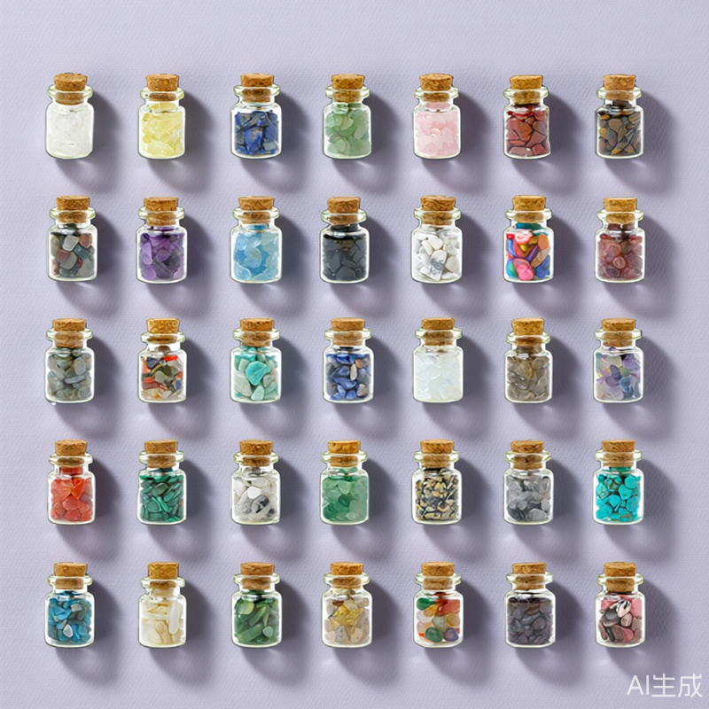 天然水晶矿标盒装儿童宝石玻璃瓶